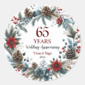 65e Blauwe Saffier Bruiloftsjubileum Winter Ronde Sticker (Voorkant)