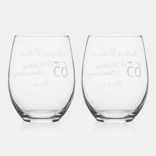 65e Blue Sapphire Wedding Jubileum Wijnglas Zonder Voet (Achterkant)