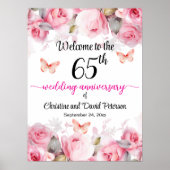 65e bruiloft Jubileum Blush Rozen Welkom Poster (Voorkant)