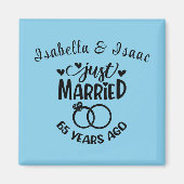 65e bruiloft Jubileum Custom Names Sky Blue Magneet (Voorkant)