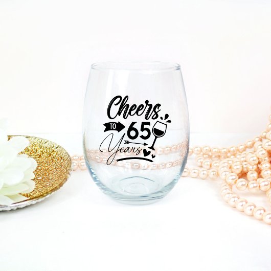 65e bruiloft Jubileum Elegant Celebration Wijnglas Zonder Voet