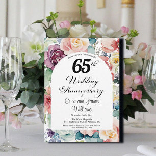 65e bruiloft Jubileum Elegant Script Floral Kaart