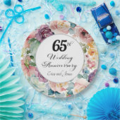 65e bruiloft Jubileum Elegant Script Floral Papieren Bordje (Feest)