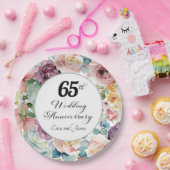 65e bruiloft Jubileum Elegant Script Floral Papieren Bordje (Feest)