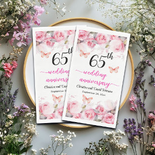 65e bruiloft Jubileum Elegante Blush Rozen Servet