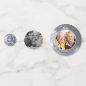 65e bruiloft Jubileum foto blauw zilver Confetti (Voorkanten)