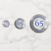 65e bruiloft Jubileum foto blauw zilver Confetti (Achterkanten)
