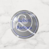 65e bruiloft Jubileum foto blauw zilver Confetti (Kleine voorkant)