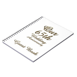 65e bruiloft Jubileum Guest Book Gold White Notitieboek