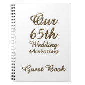 65e bruiloft Jubileum Guest Book Gold White Notitieboek (Voorkant)