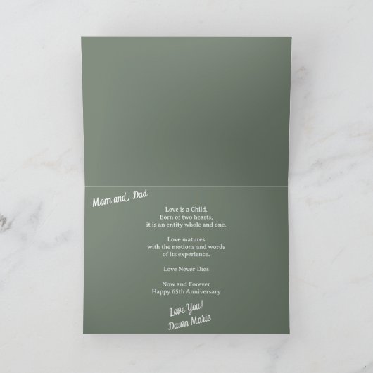 65e bruiloft Jubileum Kaart en gedicht (Binnen)