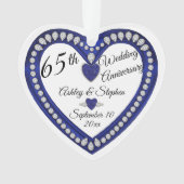 65e bruiloft Jubileum Sapphire Diamond Keepsake Ornament (voorkant)