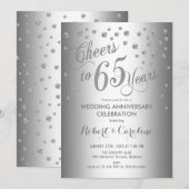 65e bruiloft Jubileum Uitnodiging - Silver White (Voorkant / Achterkant)