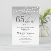 65e bruiloft Jubileum - Zilver Wit Kaart (Staand voorkant)