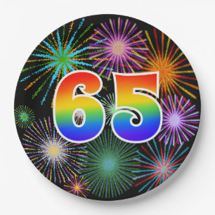 65e evenement - Fun, kleurrijk, vet, regenboog 65 Papieren Bordje