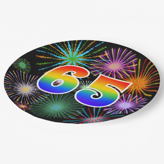 65e Evenement - Leuk, Kleurrijk, Vet, Regenboog 65 Papieren Bordje (Gekanteld)