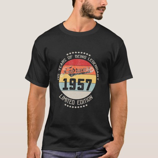 65e februari 1957 65e verjaardag 65 jaar oud t-shirt (Voorkant)