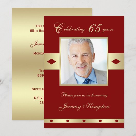 65e foto Verjaardagsfeestuitnodiging Bourgondië 65 Kaart (Voorkant / Achterkant)