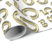 65e geboorte Nummer patroon 65 Goud en wit Cadeaupapier (Rol Hoek)