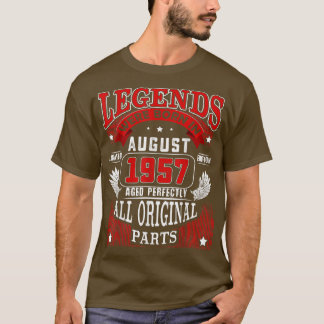 65e geboortedag T-shirt Legends, geboren in august