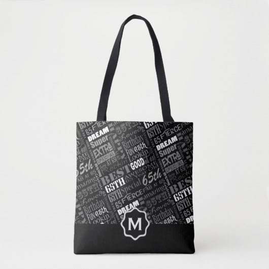 65e gepersonaliseerd monogram van de Fun-partij op Tote Bag (Voorkant)