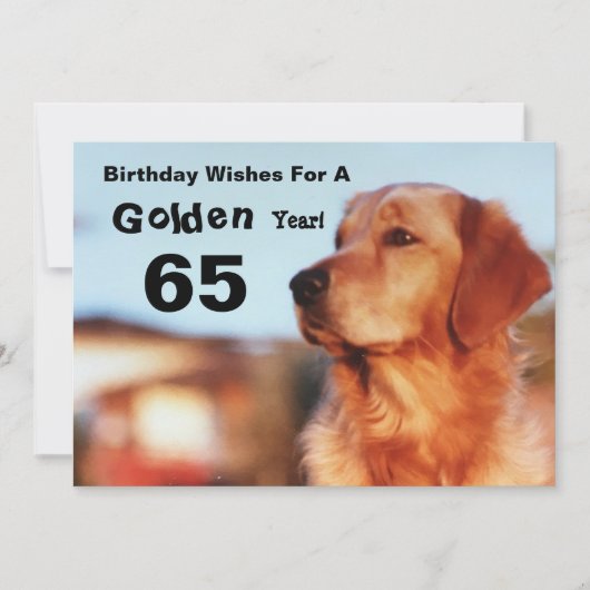65e Golden Years Golden Retriever Fun Birthday Kaart (Voorkant)
