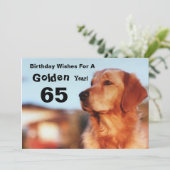 65e Golden Years Golden Retriever Fun Birthday Kaart (Staand voorkant)