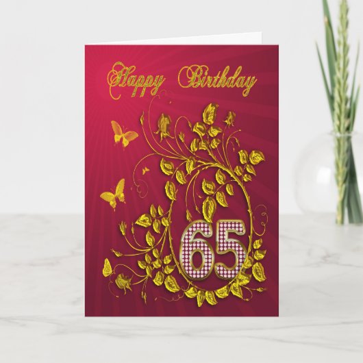 65e gouden vlinders van de Birthday Kaart (Voorkant)