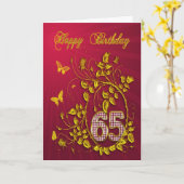65e gouden vlinders van de Birthday Kaart (Gele Bloem)