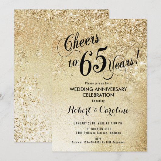 65e huwelijksjubileum Goud Kaart (Voorkant / Achterkant)