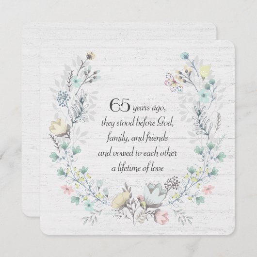 65e Jubilea krans op hout Kaart (Voorkant / Achterkant)