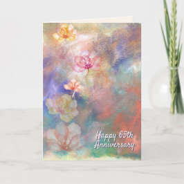 65e Jubileum Abstracte verf en bloemen Kaart