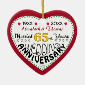 65e Jubileum cadeau hartvormige kerst Keramisch Ornament (Voorkant)