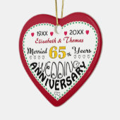 65e Jubileum cadeau hartvormige kerst Keramisch Ornament (Links)