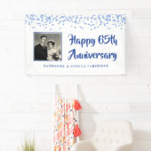 65e Jubileum Foto Blue Glitter Confetti Spandoek (Insitu)