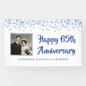 65e Jubileum Foto Blue Glitter Confetti Spandoek (Horizontaal)