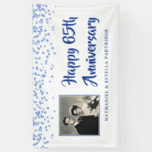 65e Jubileum Foto Blue Glitter Confetti Spandoek (Verticaal)