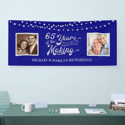 65e Jubileum Foto's & nu | Blauw en zilver Spandoek (Beurs)