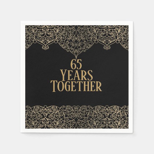 65e Jubileum Gold Lace op Black Napkins Servet (Voorkant)