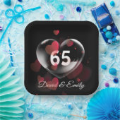 65e Jubileum hartbel met rood hart Papieren Bordje (Feest)