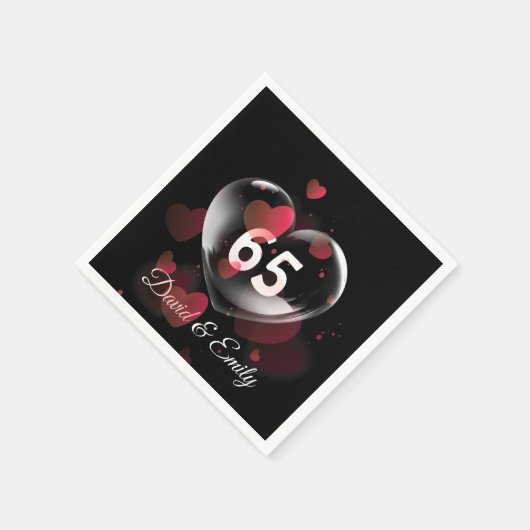 65e Jubileum hartbel met rood hart Servet (Hoek)