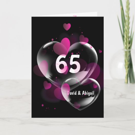 65e Jubileum hartbellen op zwart Kaart (Voorkant)