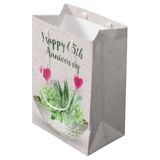 65e Jubileum Harten in het Succes Medium Cadeauzakje (Voorkant Gekanteld)