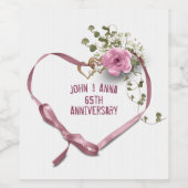 65e Jubileum Roze Wijnbouwlabel Wijn Etiket (Enkel label)