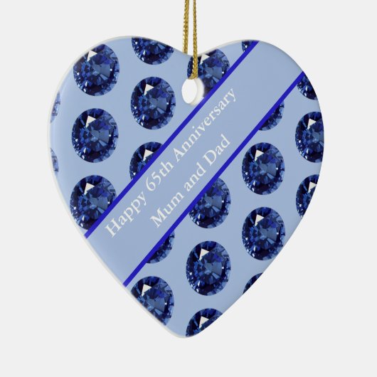 65e Jubileum Saffier bewerkbaar Keramisch Ornament (Rechts)