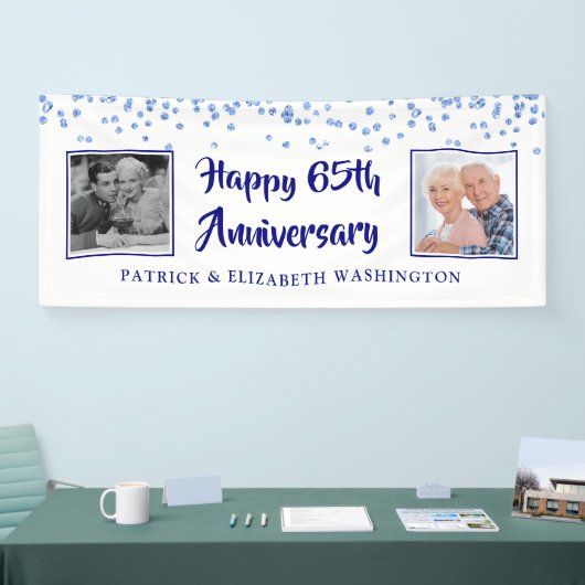 65e Jubileum Sapphire Blue Confetti Foto Spandoek (Beurs)