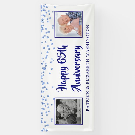 65e Jubileum Sapphire Blue Confetti Foto Spandoek (Verticaal)