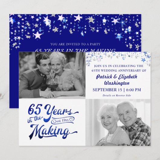 65e Jubileum Sapphire Silver Stars Kaart (Voorkant / Achterkant)