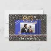 65e jubileum Save the Date | Blauwe saffier Kaart (Voorkant)