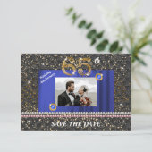 65e jubileum Save the Date | Blauwe saffier Kaart (Staand voorkant)